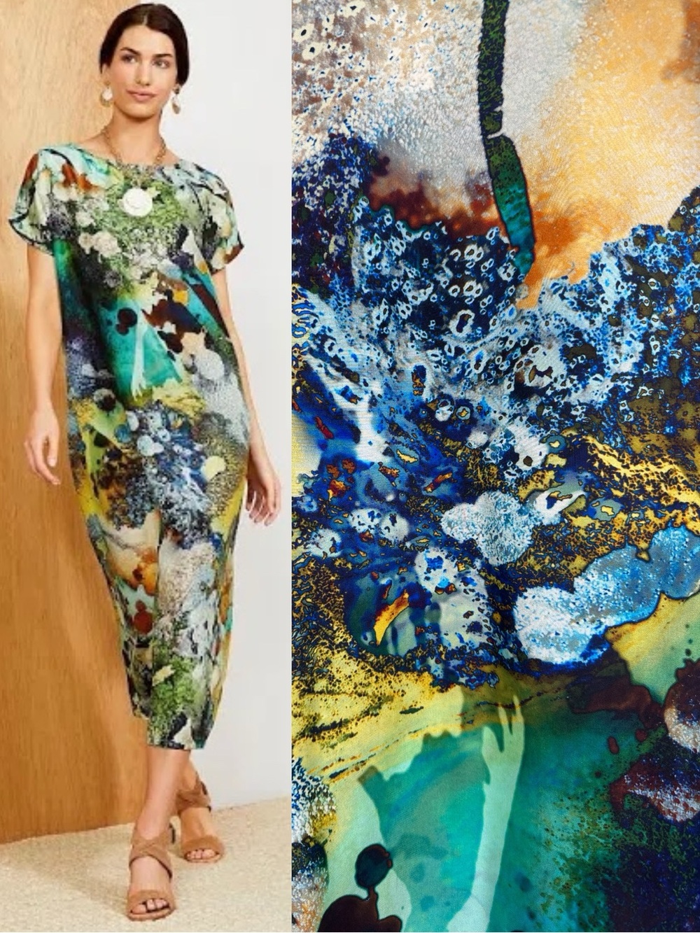 Bryn Walker Silk Canale Print Dress XS NWT Oversized Midi Abstract Boho